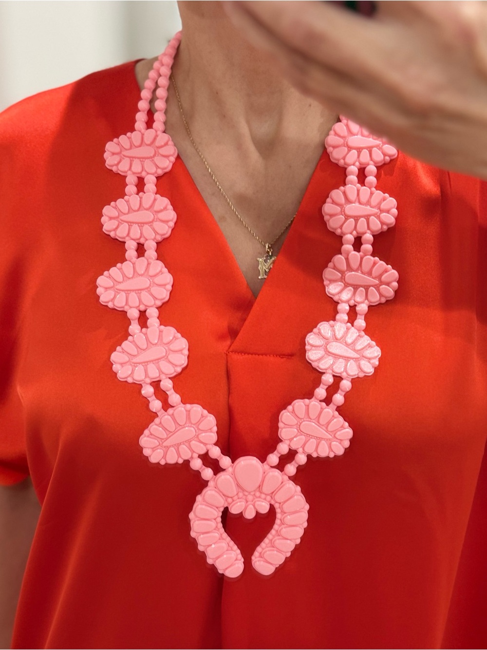 Pink Squash Blossom Necklace